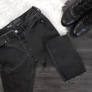 Mossimo Washed Black Raw Hem Ankle Crop Jeans